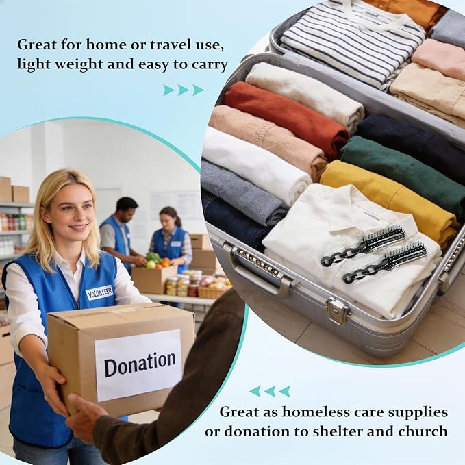Disposable Hair Brush Individually Wrapped, 60 Pcs Hair Brushes Bulk for Homeless Shelter, Hotel, Salon, Charity and Church