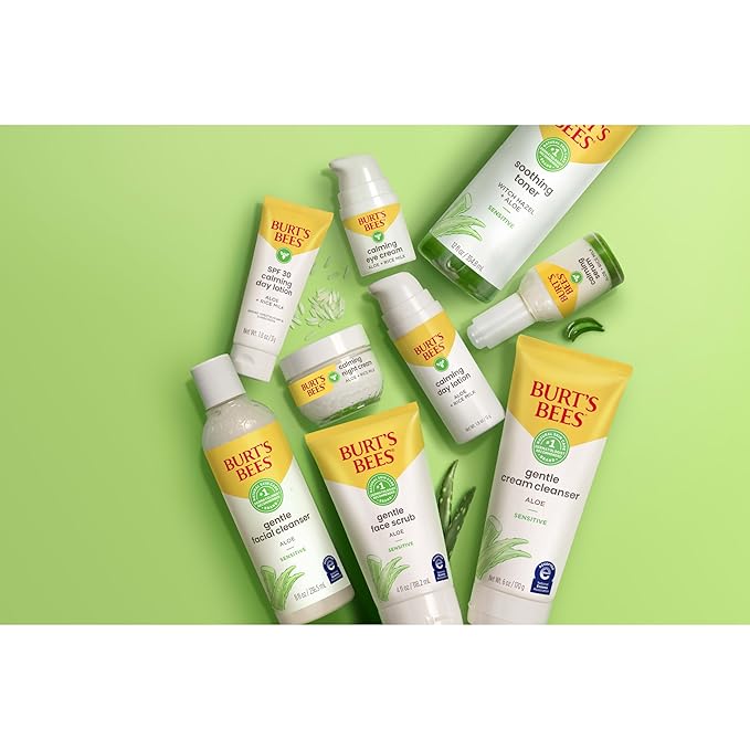 BURTS BEES SPF 30 Calming Day Face Lotion With Aloe and Rice Milk for Sensitive Skin, Sunscreen Face Lotion Soothes Redness and Irritation, 99.4 Percent Natural Origin Skin Care, 1.8 oz. Tube