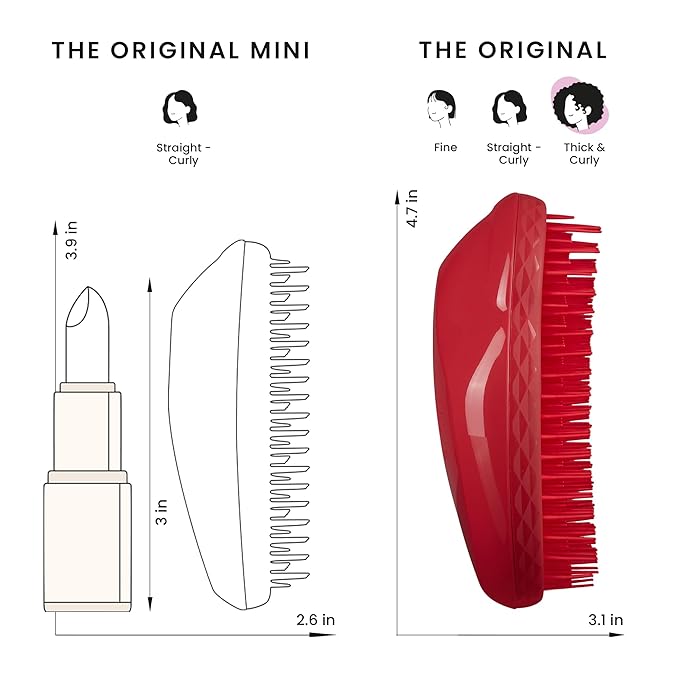 Tangle Teezer Original Detangler Brush, Dry & Wet Hair Brush for Thick & Curly Hair Types, Salsa Red