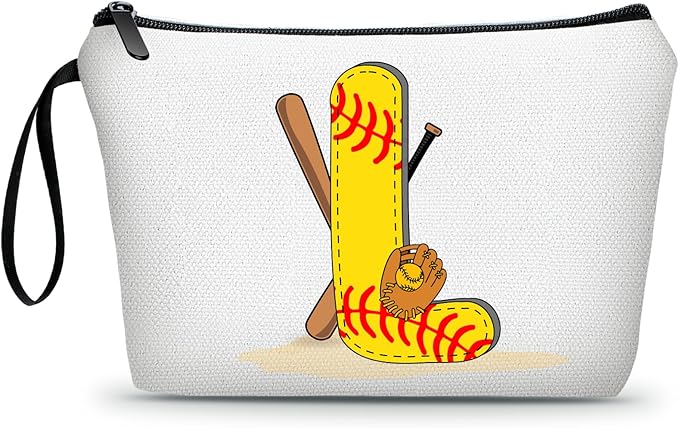ARIOSEY Softball Gifts Personalized Travel Makeup Cosmetic Bag Softball Accessories Birthday Graduation Gifts for Girls Women Coach Team Player Coworker Friend Sister-L