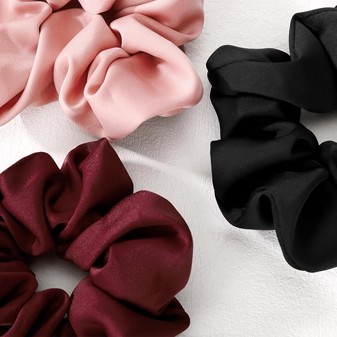 6 Pieces Satin Silk Scrunchies for Hair, Women Girls Hair Elastic Bands Ponytail Holder,Scrunchy Elastic Hair Bands Accessories