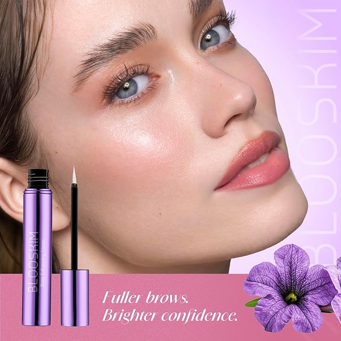 Blooskim Eyebrow Growth Serum for Women & Men – Natural Brow Enhancing Serum to Grow Thicker, Fuller Brows Fast – Nourishing Eyebrow Hair Growth