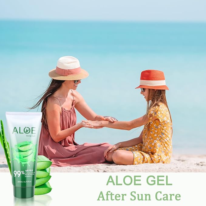 ASYBO 200x2 ML Aloe Vera Gel – 99% Organic Pure Aloe Vera Hydrating Face & Body Moisturizer, Natural Aloe Cream for Dry Skin, Sunburn, Acne, Soothing & Moisturizing