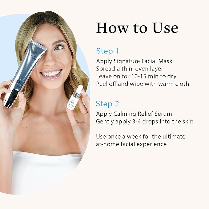 Silver Mirror Signature Facial Mask (1.7 fl oz) & Serum (0.33 fl oz), Skin Care Set, 2-Step Face Tightening and Lifting Skincare, Anti Wrinkle, with Hyaluronic Acid, for Instant Face Lift