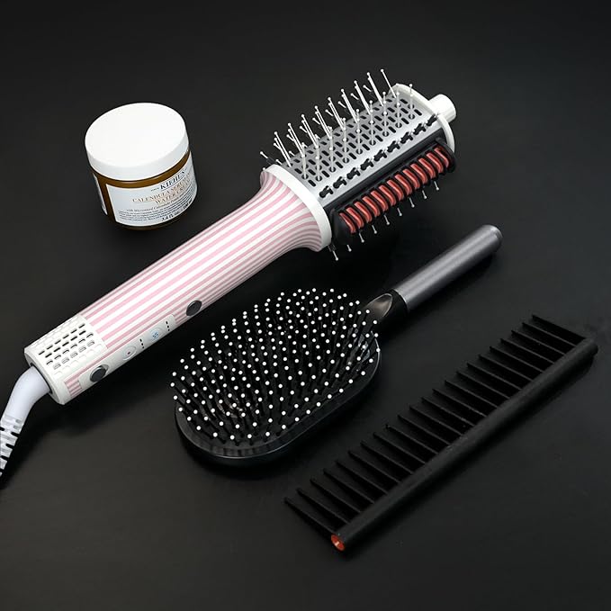 Ellena E1 Blow Dryer + Straighten Hair Brush Dual Mode, Hot Air Brush with 110000RPM High Speed Brushless Motor/Oval Air Barrel/3D Teeth Heated Comb/Handheld Cored, Styler Tool for All Hair Types