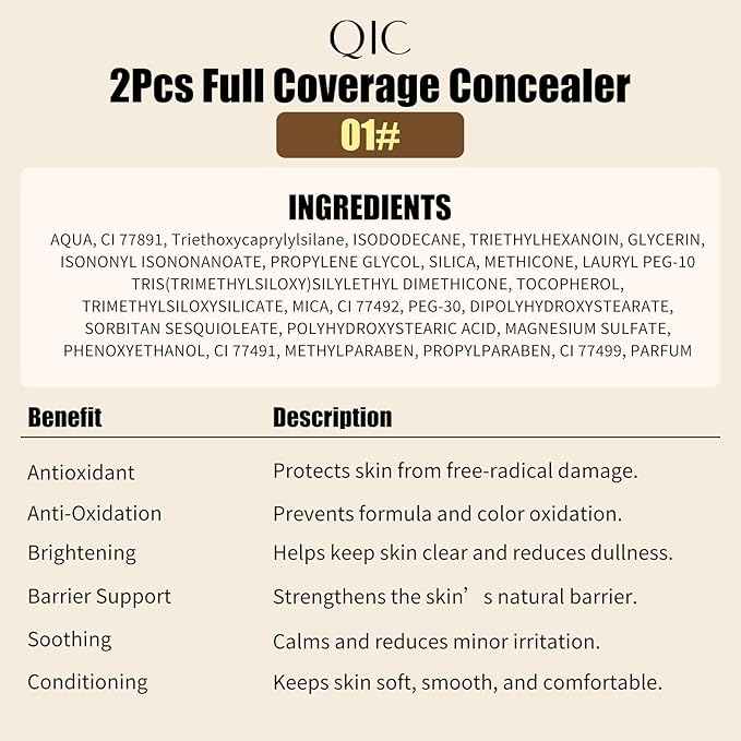 2 Pcs Liquid Concealer Makeup, Eye Concealer, Full Coverage Concealer For Dark Circle Reduces Look of Fine Lines & Blemishes, Buildable Coverage (PORCELAIN)
