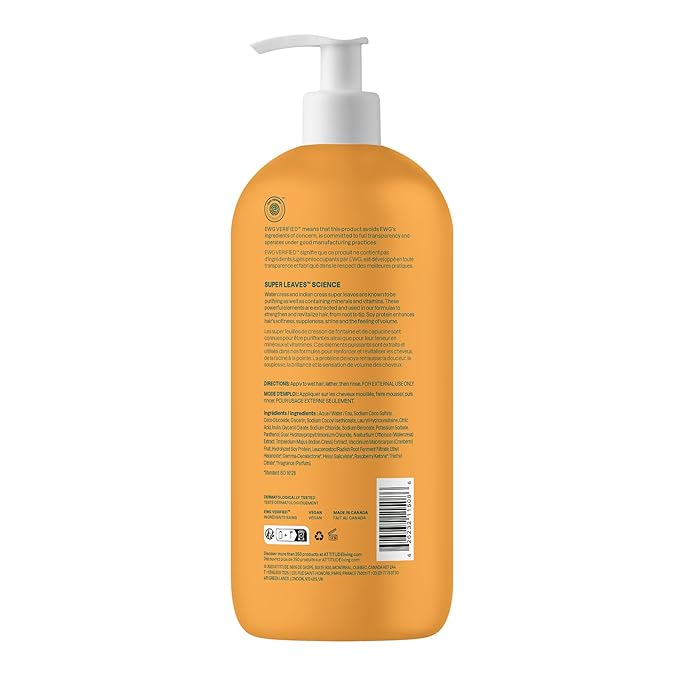 ATTITUDE Volume and Shine Hair Shampoo, EWG Verified, For Thin Hair, Naturally Derived Ingredients, Vegan and Plant Based, Soy Protein And Cranberries, 32 Fl Oz (Pack of 6)