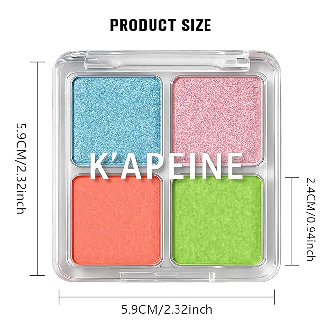 K'APEINE Matte Eyeshadow Palette, 4Colors Eyeshadow Makeup Kit Candy Color Eye Shadow Palette Highly Pigmented Long-Lasting Eyeshadows Quad for Women Girls Party,Music Festival, Stage Performance