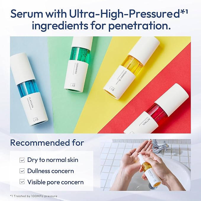 unlabel LAB Vitamin C Brightening Serum, 50mL, Ultra-High-Pressured Vitamin C, Facial Essence for Visible Pore, Uneven skin tone, Fragrance Free, Made in Japan, J-beauty