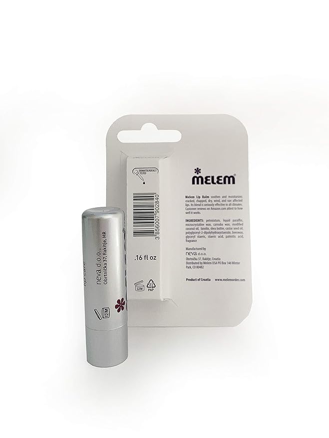 Melem Lip Balm with Lanolin, Moisturizing, Silver