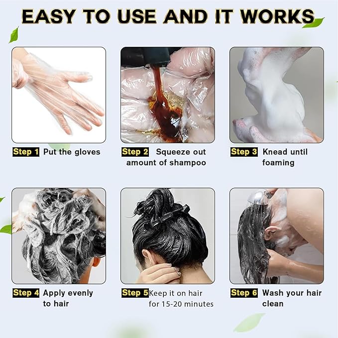IIIMEIDU MEIDU Dark Brown Hair Dye Shampoo 3 in 1, Instant Hair Color Shampoo for Women Men, Herbal Ingredients Coloring in Minutes 500ML