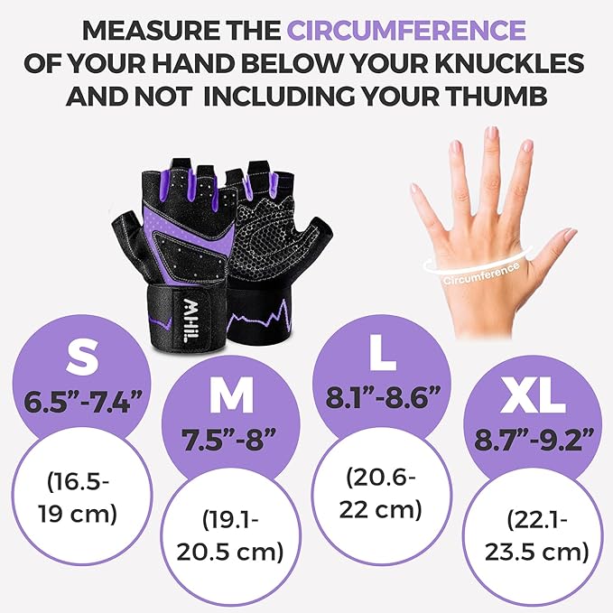 MhIL Workout Gloves for Women โ Breathable Gym Gloves for Women with Palm Protection and Enhanced Grip โ Padded Weight Lifting Glove for Womens with Wrist Wraps Support Weightlifting Exercise Cycling