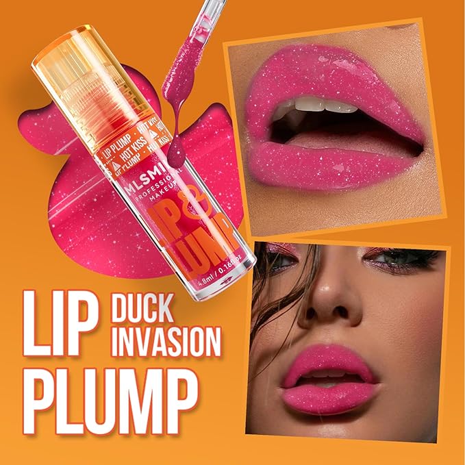 3-Color Duck Lip Plumper Gloss - High Pigment, Hydrating Lip Glow Oil, Balm Set for Women (Vegan, Set B)