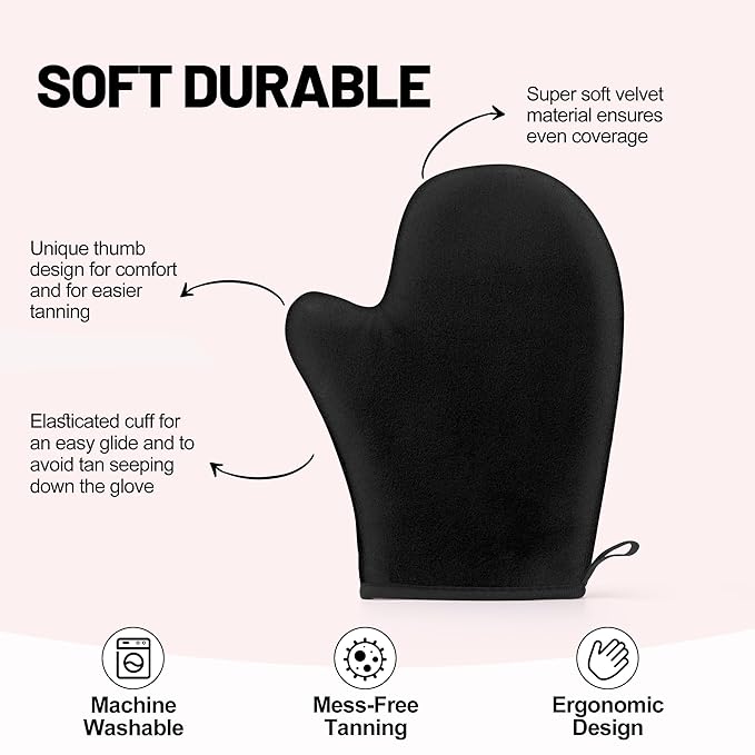 Self Tanning Mitt Applicator Self Tan Black Tanning Mitts Self Tanner are Machine Washable And Reusable Sunless Tanning Mit Ultra Soft and Streak Free