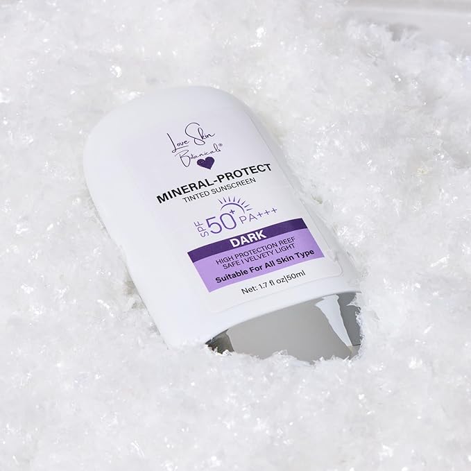 Love Skin Botanicals Mineral Protect Tinted Sunscreen SPF 50 PA+++ – Dark Tint | 100% Mineral, Reef-Safe, Unscented, Broad Spectrum Daily Face Sunscreen