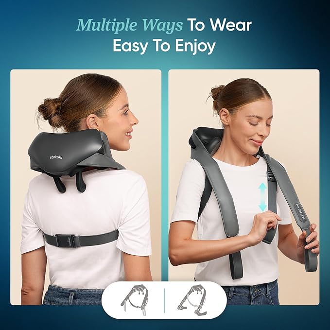 Etekcity FSA Eligible Cordless Neck Massager for Pain Relief Deep Tissue, Shiatsu Shoulder Massager with Heat, Massage Tools for Trapezius, Lymphatic Drainage, Relaxation Therapy, HSA Items, Cadeo