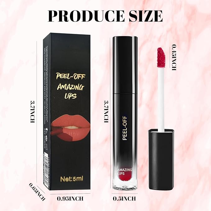 DAGEDA 6 Colors Peel Off Lip Stain Set, Long Lasting and Waterproof Lip Stain Peel off Lip Liner Makeup, Tattoo Lip Color, Natural Matte Finish Lip Tint Stain