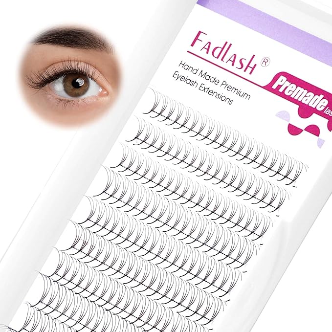 FADLASH Premade Lash Fans C Curl Premade Fans Eyelash Extensions 3D 0.07 Volume Lash Fans Premade Handmade Premade Lash Extensions Fans (3D-0.07C-8-14mm)