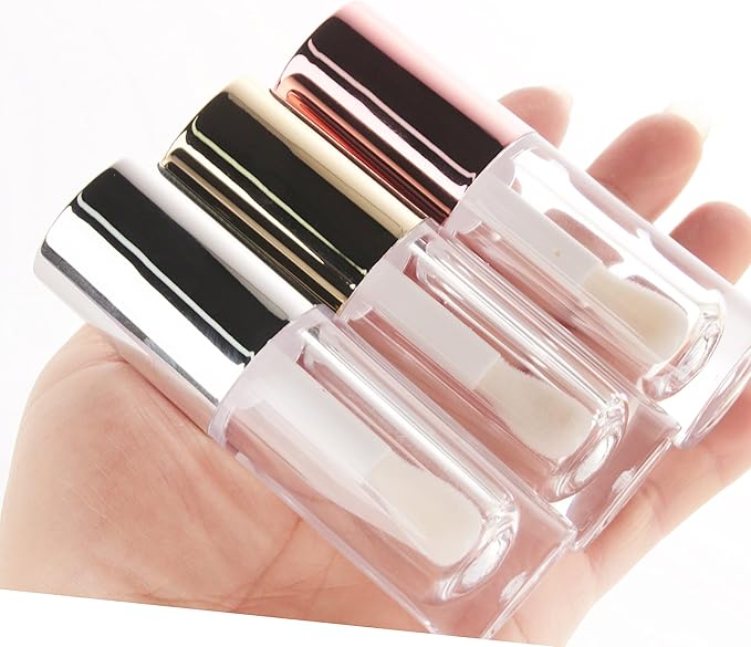 COSIDEA 14pcs Empty 6ml big doe foot wand Chunky lip gloss tubes for DIY lipgloss,Pink round lipgloss containers tubes with thick wand (Rose gold)