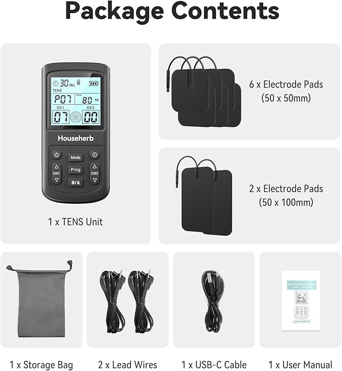 TENS Unit Muscle Stimulator for Pain Relief, 3-in-1 EMS TENS Machine with 28 Modes, 40 Intensity Levels, Dual Channel Rechargeable Massager with 8 Pads for Back, Neck, Shoulder, Sciatica
