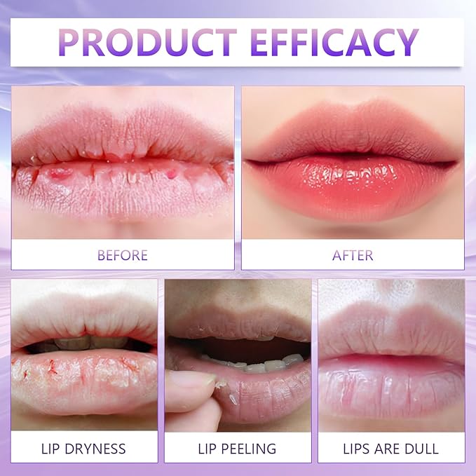 2Pcs Lip Plumper + Hydrator Lip Balm,Instant Volumizing Gloss with Hyaluronic Acid & Anti-Aging Ingredients,High-Shine Moisturizer for Smooth,Plump Lips,Cooling & Non-Sticky Formula