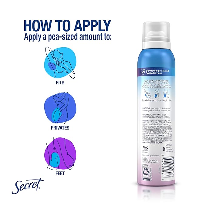 Secret Whole Body Deodorant Spray for Women, Fresh Lilac & Waterlily, Aluminum Free Deodorant Spray, 72 HR Odor Protection, 3.5 oz