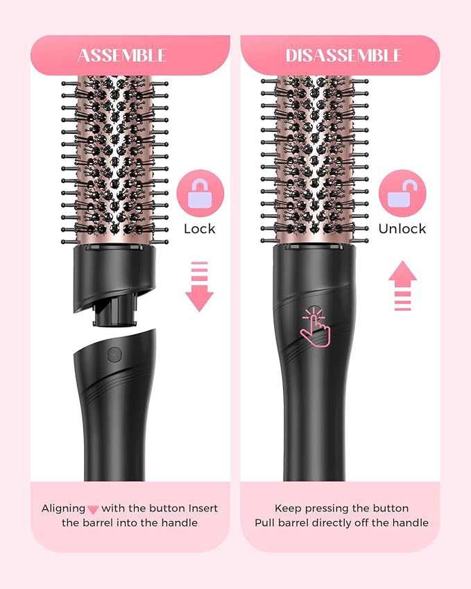 5 in 1 Wand Curling Iron Set, Hair Styling Tools with Thermal Brush and 4 Interchangeable Ceramic Barrels from 1/2 to 1 1/2 inch, Fast Heating, Dual Voltage Hair Curler, Gifts for Women