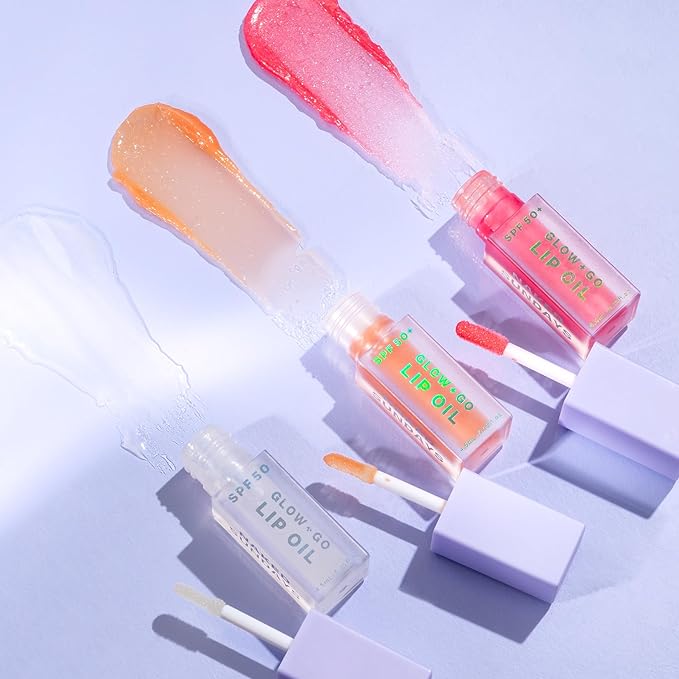 Naked Sundays SPF50 Go & Glow LIP OIL Trio - Hydrating Lightweight Lip Gloss with SPF Protection for Soft & Glossy Lips, Non-Sticky, Vegan (Watermelon