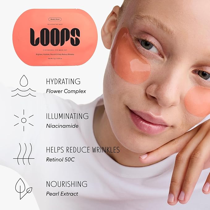 LOOPS WEEKLY RESET - Rejuvenating Hydrogel Eye Mask Kit - Hydrate, Nourish and Help Reduce Wrinkles for Refreshed Eyes - Reduces Signs of Puffiness For Resilient-Looking Skin - Under Eye Patches - 5pc