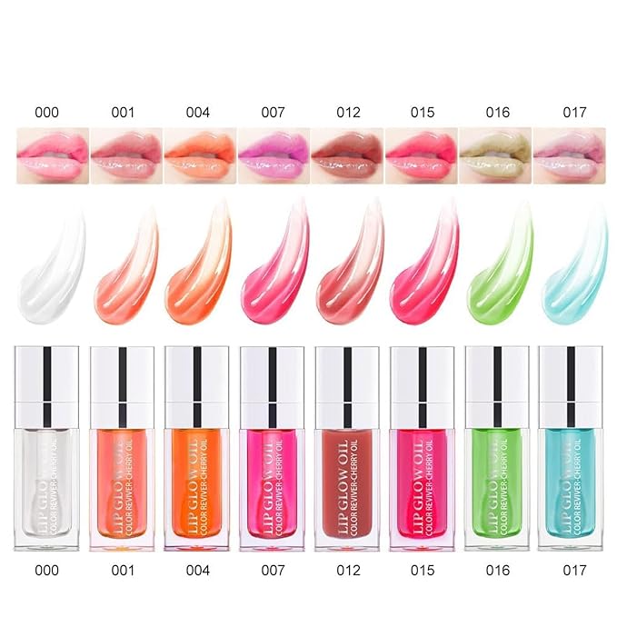 Hydrating Lip Glow Oil-Lip care oil- Lip Oil Tinted for Lip Care and Dry Lips-Prevents Dry Cracked-Non-sticky Big Brush Head-Lip Plumping -Lip Oil gloss tinted-020#MAHOGANY