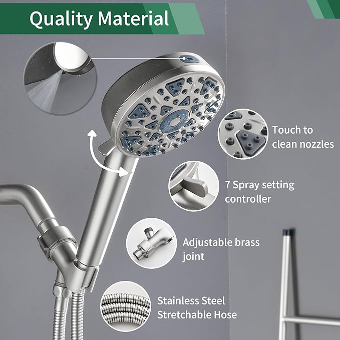 SHAMANDA Shower Faucet Set with Tub Spout Tub and Shower Faucet Set Complete with Handheld Shower Head Shower Combo Set Shower System with Tub Spout Tub and Shower Trim Kit Brushed Nickel, L879-2
