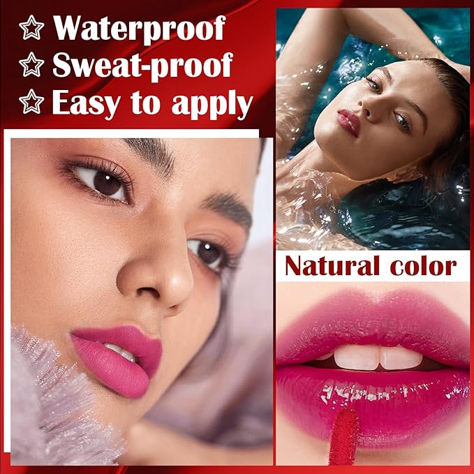 Peel Off Lip Liner Stain, Peel Off Lip Stain with Matte Finish, Peel Off Mask Tint, Waterproof, Long Lasting, Transfer Proof Red Lip Tint, Highly Pigmented Color