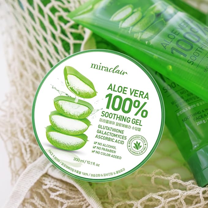 MIRACLAIR Aloe Vera Gel for Face, Skin, Hair & Sunburn Relief, Made with 100% Pure Aloe Gel for All Skin Types. Made in Korea. 300ml (10.1fl.oz) (3)