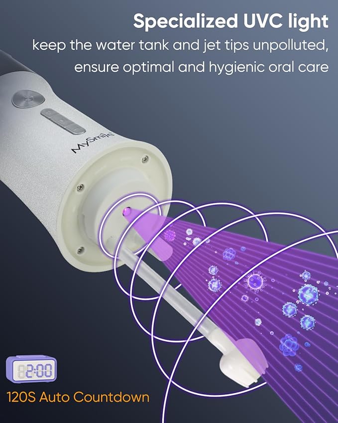 MySmile LP233 Pro Electric Water Flosser Lightning Silver and LP221 Cordless Water Flosser Pearl White Combo
