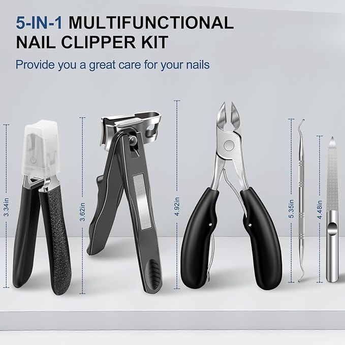Toenail Clippers for Seniors Thick Toenails, Large Toe Nail Clippers for Men for Thick Nails, Heavy Duty Ingrown Toenail Clippers with Wide Jaw, 360°Rotating Nail Clippers with Long Hande