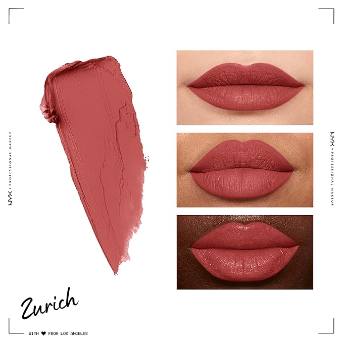 NYX PROFESSIONAL MAKEUP Soft Matte Lip Cream, Lightweight Liquid Lipstick - Zurich (Matte Muted Rose) (Pack of 2)