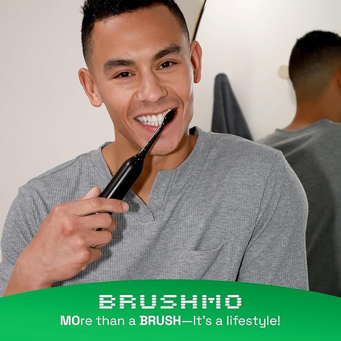 Brushmo Plaque Control Replacement Toothbrush Heads, Compatible with Philips Sonicare Click-on Electric Toothbrush Handles, 8 Standard Replacement Heads, SoftDuPont Bristles, BM928bk, Black