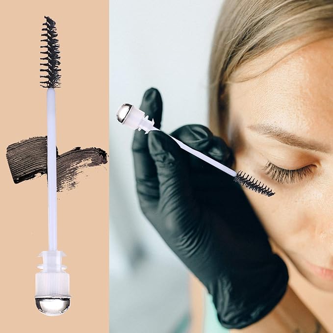 Dming 50 Pieces Disposable Mascara Brushes Eyelash Brush Lash Wand Diamond Mascara Wands with Tube Makeup Tool Lash Spoolies Sanitary Brushes Lash Extension Supplies (tube sky black 50)