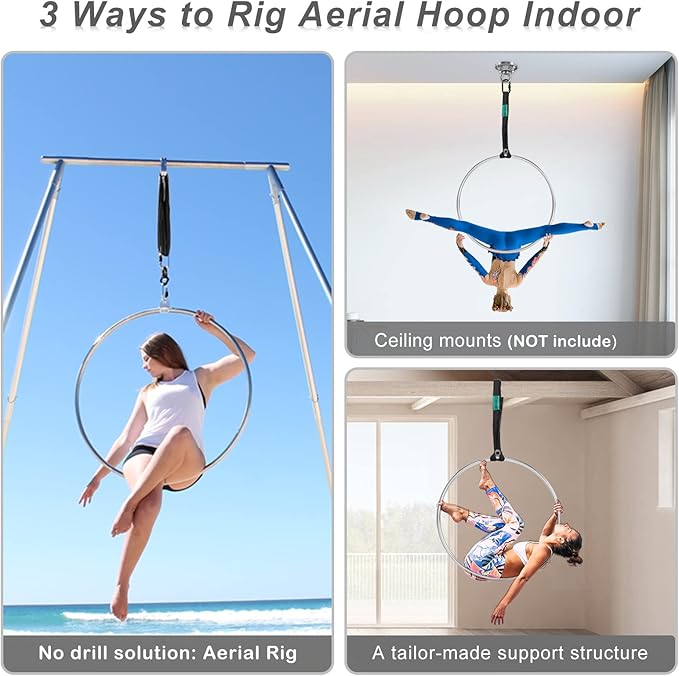 Complete Lyra Aerial Hoop Kit -Aerial Rings Equipment (32mm tube 3ft Spanset