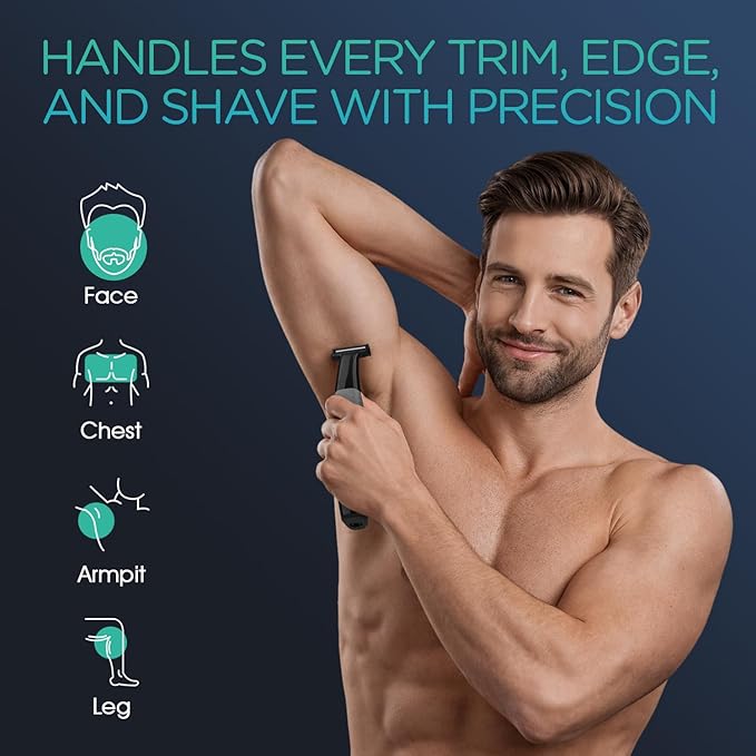 VOYOR Beard Trimmer for Men Electric Razor, Nose Face Body Hair Trimmer with Adjustable Length Combs All in 1 Rechargeable Mens Grooming Kit Cordless Electric Shaver Wet/Dry TX510 (Grey)