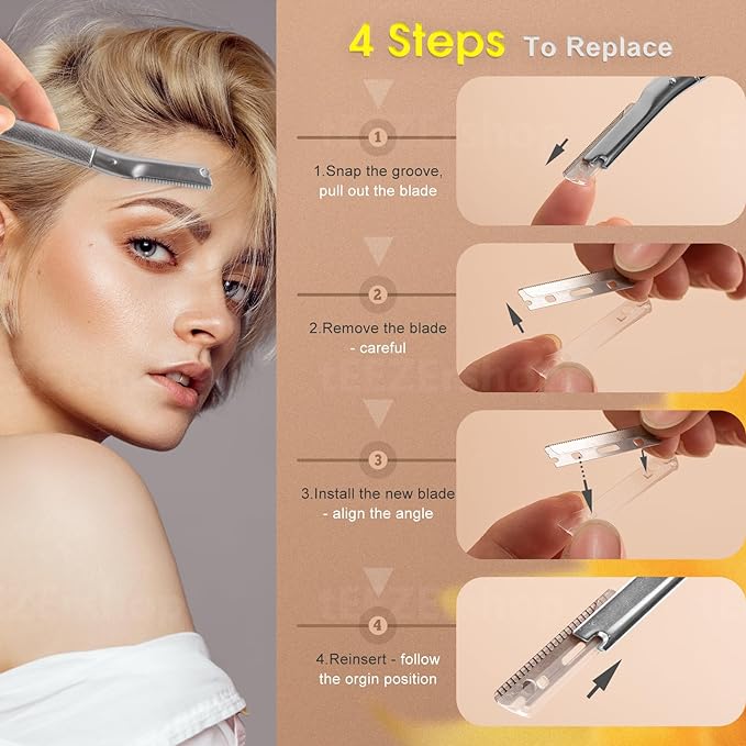 Dermaplane Razor for Women Face with 20PCS Blades,Professional Facial Razors for Peach Fuzz and Eyebrow Hair Removal,Stainless Steel Multipurpose Face Shavers with Gift Box