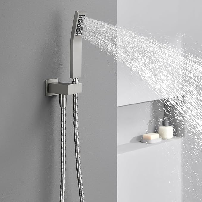 Artiqua Shower System 12 Inches Rain Shower Combo Set Brushed Nickel Ceiling Mount Shower Faucet Bathroom Faucets with Rainfall Shower Head and Hand Shower