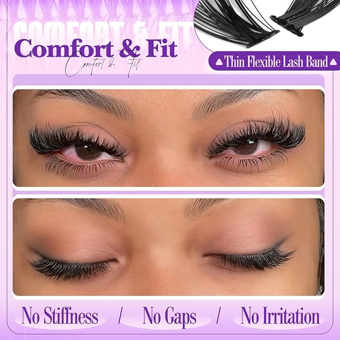 Yawamica 40D+80D Volume Lash Clusters Wispy Eyelash Clusters 280PCS Individual Lashes D Curl 10–18mm DIY Cluster Eyelash Extensions for Lash Extension at Home