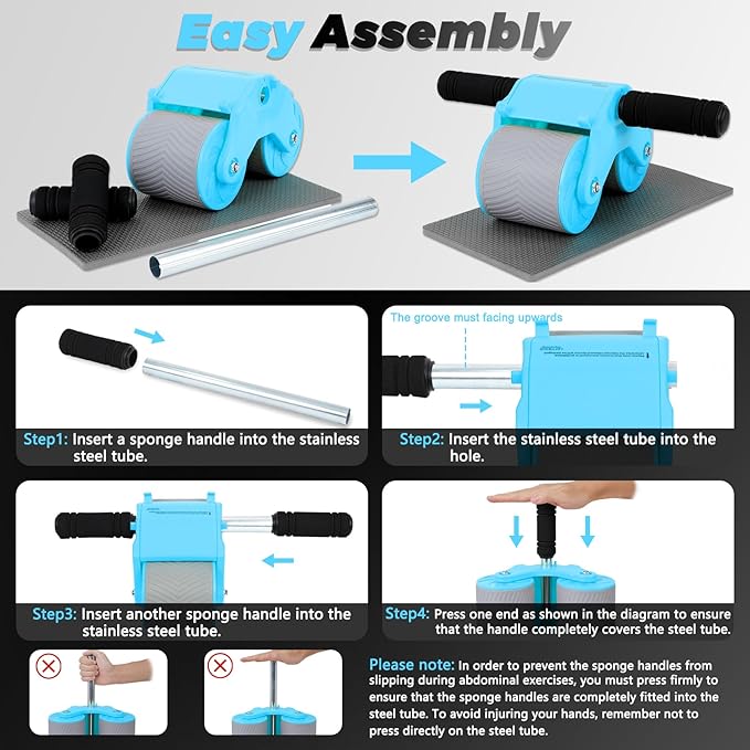 Automatic Rebound Abdominal Wheel Workout,2 Wheels
