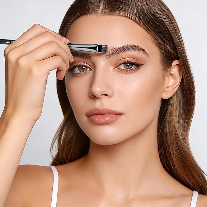 DUcare Angled Eyebrow Brush Precise Eye Brow for Shaping Definition, Ideal for Eyebrow, Eyeliner, Detail Work, Vegan