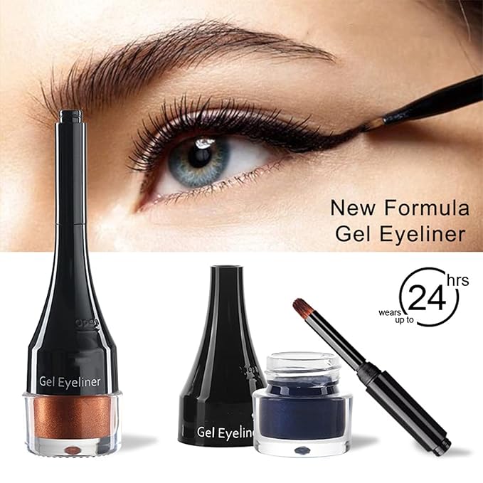 MAEPEOR Gel Eyeliner 10 Colors Smooth Cream Matte Eyeliner Gel Longlasting Waterproof and Smudgeproof High Pigment Eyeliner with Brush (07 Green)