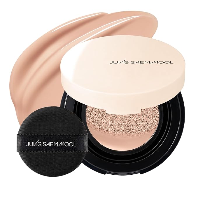 JUNG SAEM MOOL Essential Skin Nuder Cushion | Natural Finish, Buildable Coverage Cushion Foundation by Korean Makeup Artist (Mini, 0.17 Fl Oz), 22C Petal Light