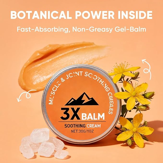 3X Moun Tain Relief Balm, 3X Balms with Organic Arnica & Camphor - Soothing Body Cream for Neck,Knee, Foot, Back & Joint Relief - Fast Absorbing, Non-Greasy Formula(2PCS)