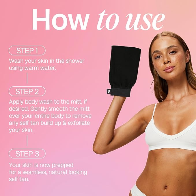 Bali Body Exfoliating Mitt | Effectively Remove Self Tan Build Up | Gently Exfoliates & Preps Skin for a Seamless, Natural Self Tan Application | Reusable and Easy to Clean Exfoliating Glove