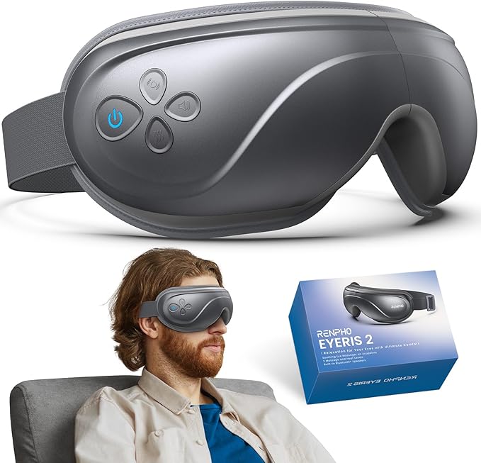 RENPHO Eye Massager with Heat, Valentines Day Gifts Birthday Gifts for Mom Dad Women Men Face Massager, Heated Sleep Mask for Dry Eyes Eyeris 2